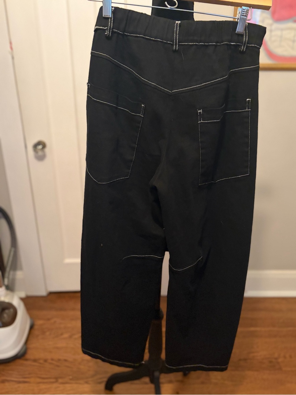 Men's Black Elastic-Waist Work Pants